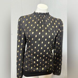 Chic Long Sleeve Black Dress with Gold Accents